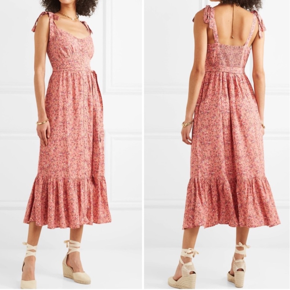 J. Crew Pink Floral Midi Dress